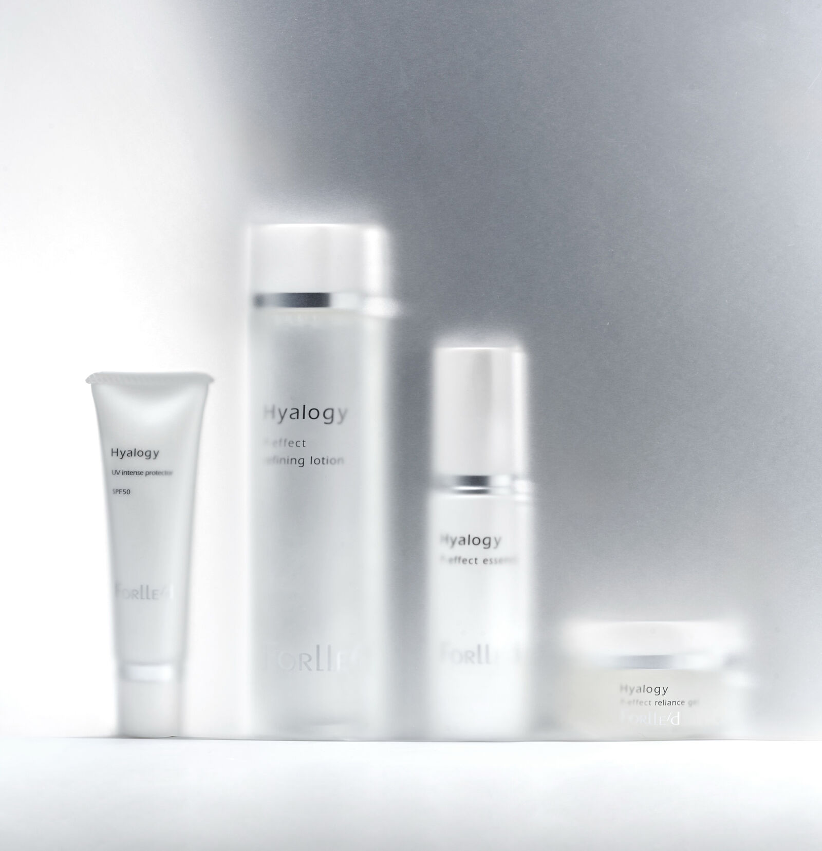 Forlle&rsquo;d Hyalogy products on a white shelf